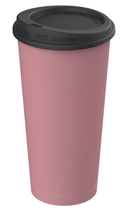 Kaffeebecher ToGo raffiniertes rot / schwarz 400 ml