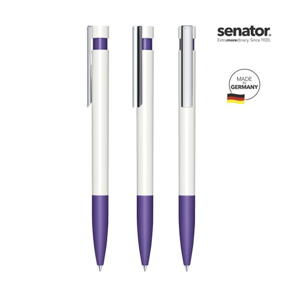 3213_Liberty_polished_basic_SG_MC_267_5_P_SENATOR_Kugelschreiber SENATOR Kugelschreiber LIBERTY Polished Basic SG MC 3213 Weiß - Pantone 267 Violett