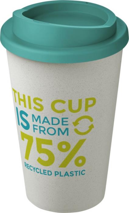 weiss-aquablau_72_recyclingbecher_coffe-to-go_kaffeebecher Recycling Isolierbecher als Doppelwandiger Coffee to go Becher - weiss-aquablau