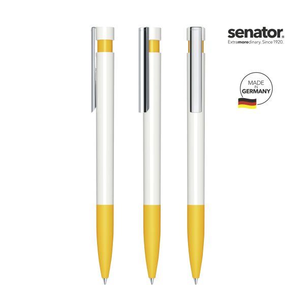 3213_Liberty_polished_basic_SG_MC_7408_5_P_SENATOR_Kugelschreiber SENATOR Kugelschreiber LIBERTY Polished Basic SG MC 3213 Weiß - Pantone 7408 Gelb