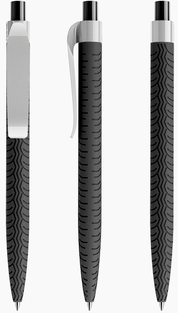 QS03-P77_Softtouch_Clip_Curved_Grau_Gray_Polished_Prodir-Kugelschreiber prodir Kugelschreiber QS03 Kunststoff-Clip curved polished PRP softtouch P77 grau