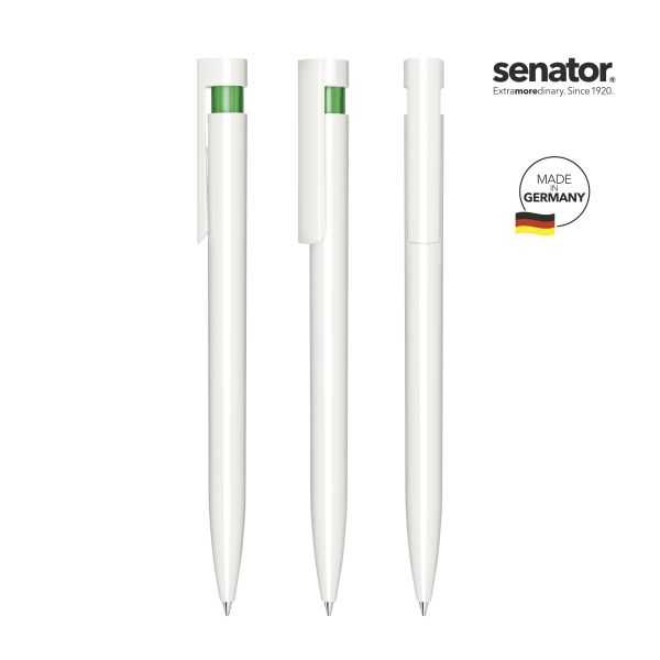 SENATOR antibakterieller Kugelschreiber LIBERTY Polished Basic Antibac 3407 Weiß - Dunkelgrün 347