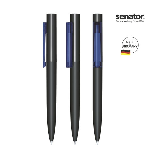 SENATOR Kugelschreiber HEADLINER Softtouch Schwarz Clip Dunkelblau Pantone 2757