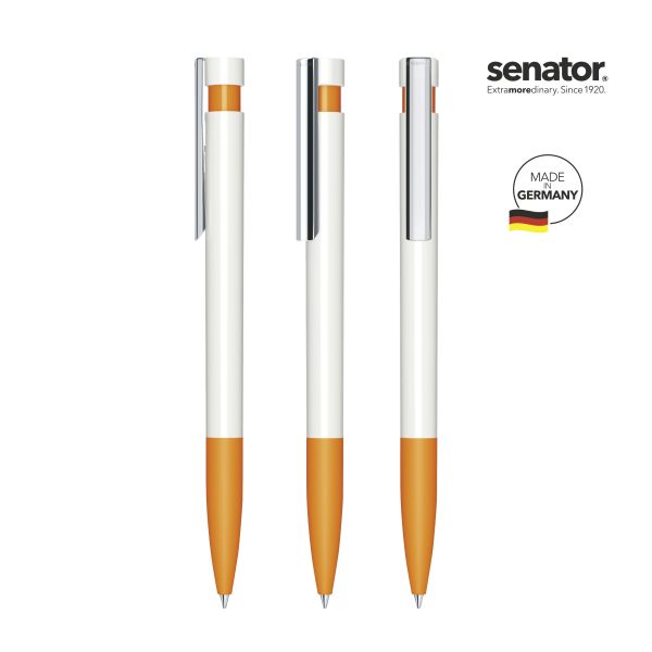 3213_Liberty_polished_basic_SG_MC_151_5_P_SENATOR_Kugelschreiber SENATOR Kugelschreiber LIBERTY Polished Basic SG MC 3213 Weiß - Pantone 151 Orange