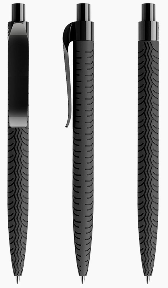 QS03-P75_Softtouch_Clip_Curved_Schwarz_Black_Polished_Prodir-Kugelschreiber prodir Kugelschreiber QS03 Kunststoff-Clip curved polished PRP softtouch P75 schwarz