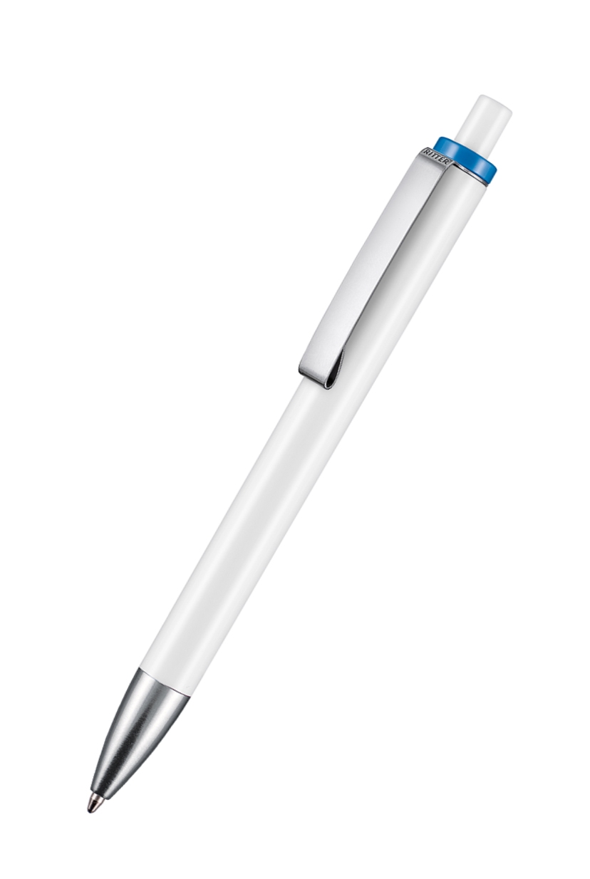 Ritter Pen Kugelschreiber Exos 07600 Weiß 0101 Hülse Himmel-Blau 1301