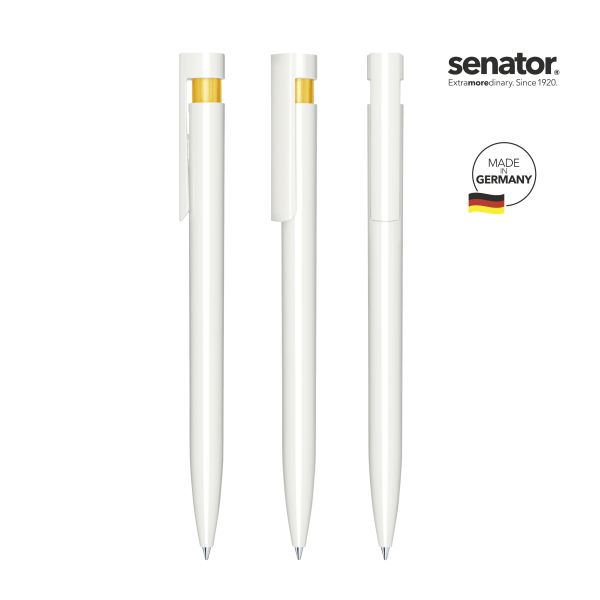 SENATOR antibakterieller Kugelschreiber LIBERTY Polished Basic Antibac 3407 Weiß - Gelb 7408