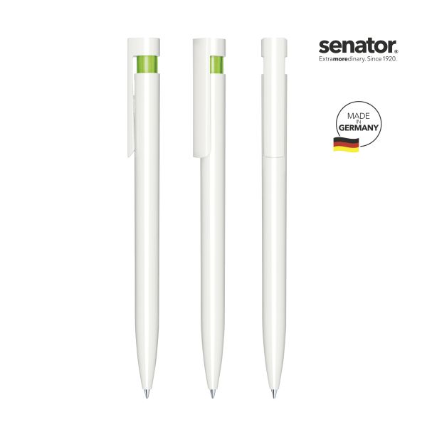 SENATOR antibakterieller Kugelschreiber LIBERTY Polished Basic Antibac 3407 Weiß - Hellgrün 376