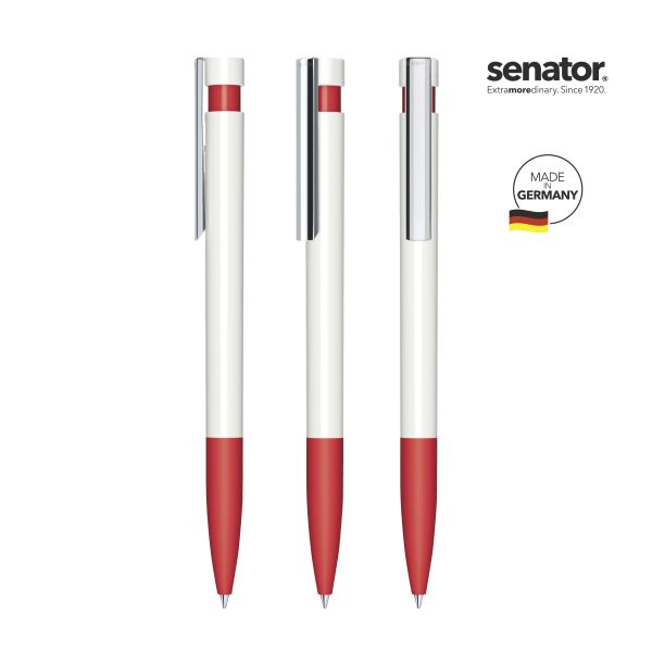 3213_Liberty_polished_basic_SG_MC_186_5_P_SENATOR_Kugelschreiber SENATOR Kugelschreiber LIBERTY Polished Basic SG MC 3213 Weiß - Pantone 186 Rot