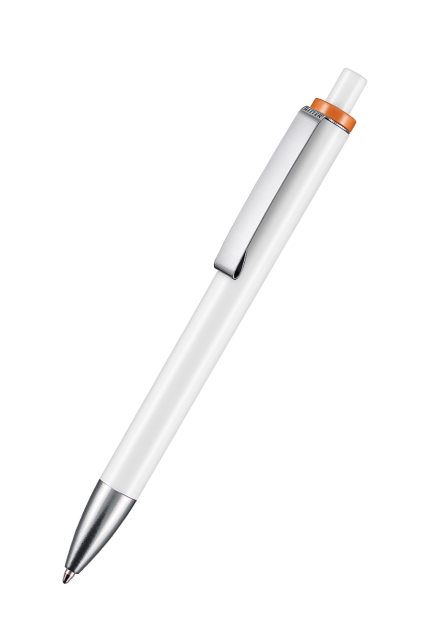 Ritter Pen Kugelschreiber Exos 07600 Weiß 0101 Hülse Orange 0501