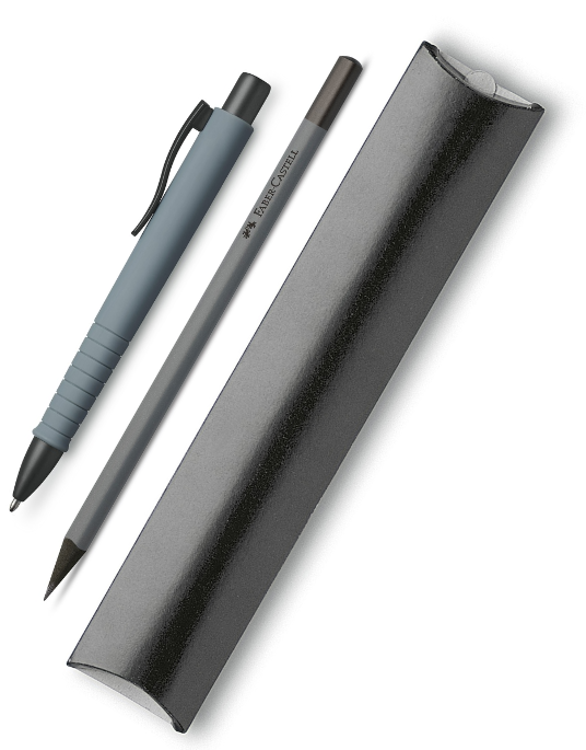 FABER-CASTELL Urban Set Stone Grey inkl. 1-farbigem Werbedruck auf Kugelschreiber und Bleistift