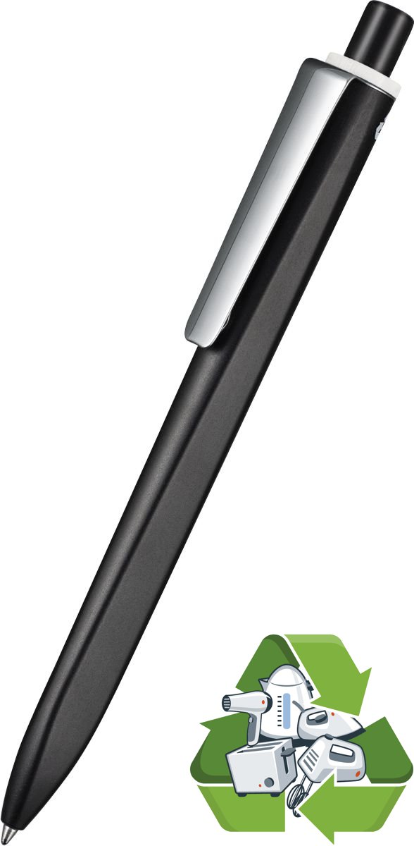 99801_ridge-recycled-m_ritter-pen_recycling-kugelschreiber_1525_0150_weiss-recycled Ritter-Pen Kugelschreiber RIDGE RECYCLED M 99801 schwarz-weiß recycled