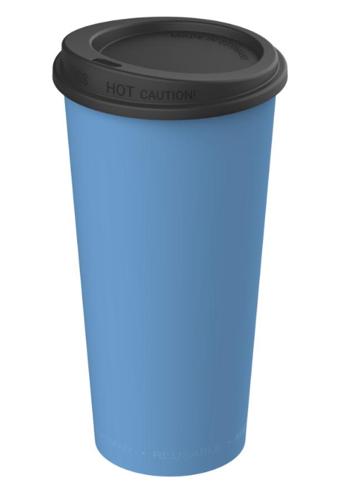 Kaffeebecher ToGo behagliches blau / schwarz 400 ml