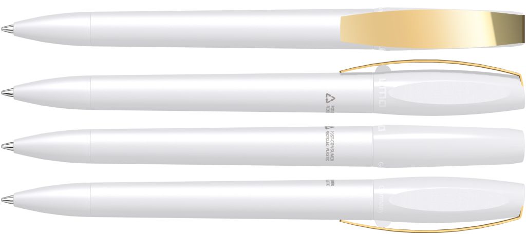 UMA Recycling Kugelschreiber CHILL C RECY 1-0043 Weiß - Gold Glanz